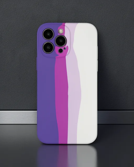 Apple İphone 13 Pro Kılıf Ebruli Lansman Silikon - Mor-beyaz