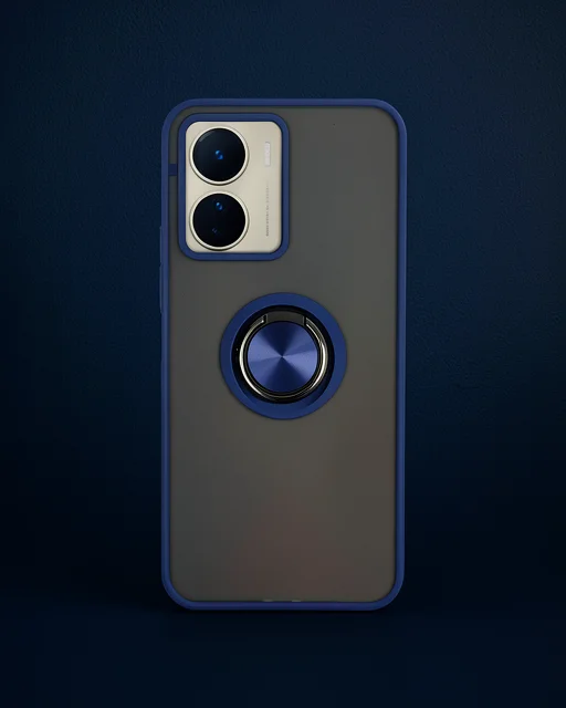 Vivo Y16 Kılıf Montreal Yüzüklü Silikon Kapak - Lacivert