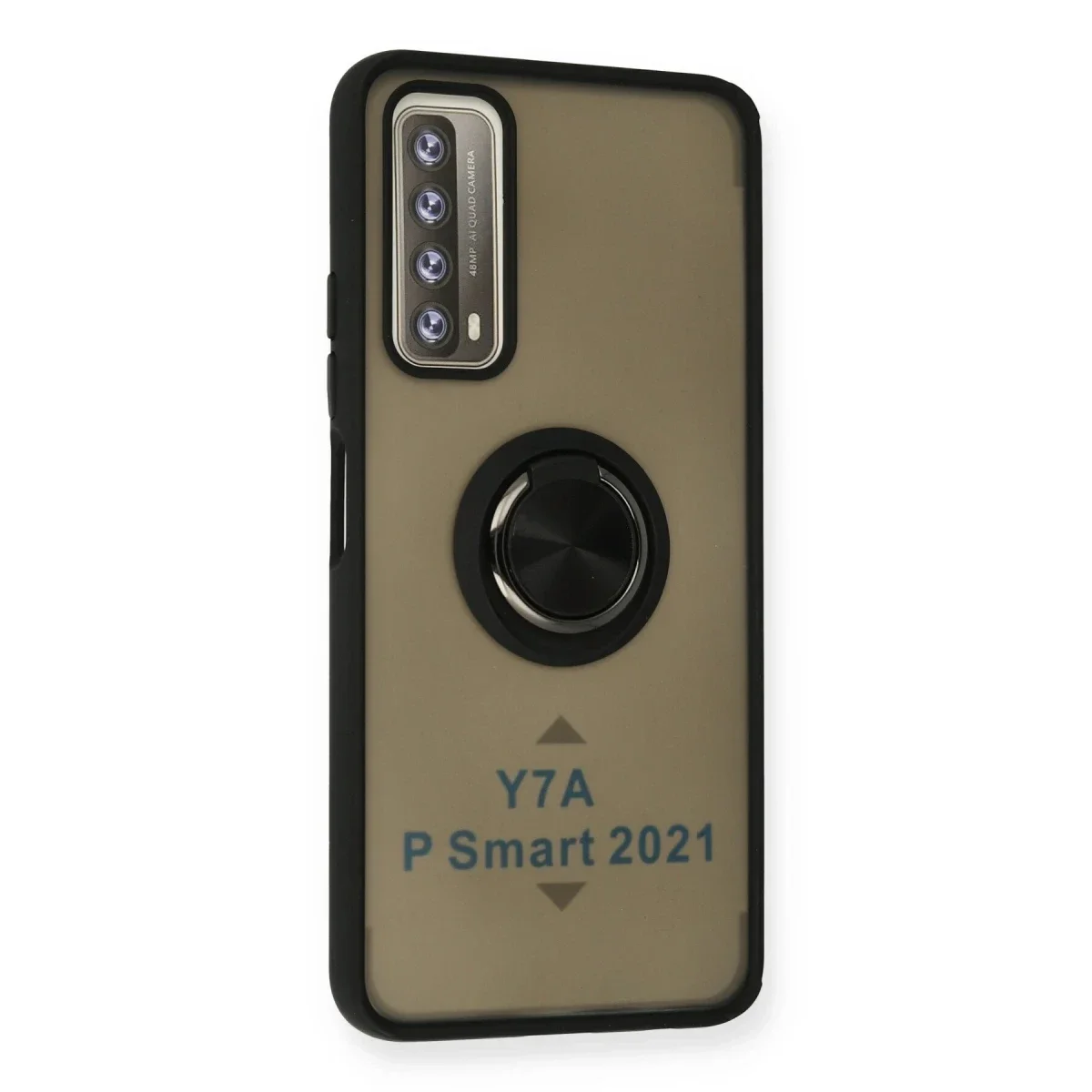 Huawei P Smart 2021 Kılıf Montreal Yüzüklü Silikon Kapak - Siyah görsel 2
