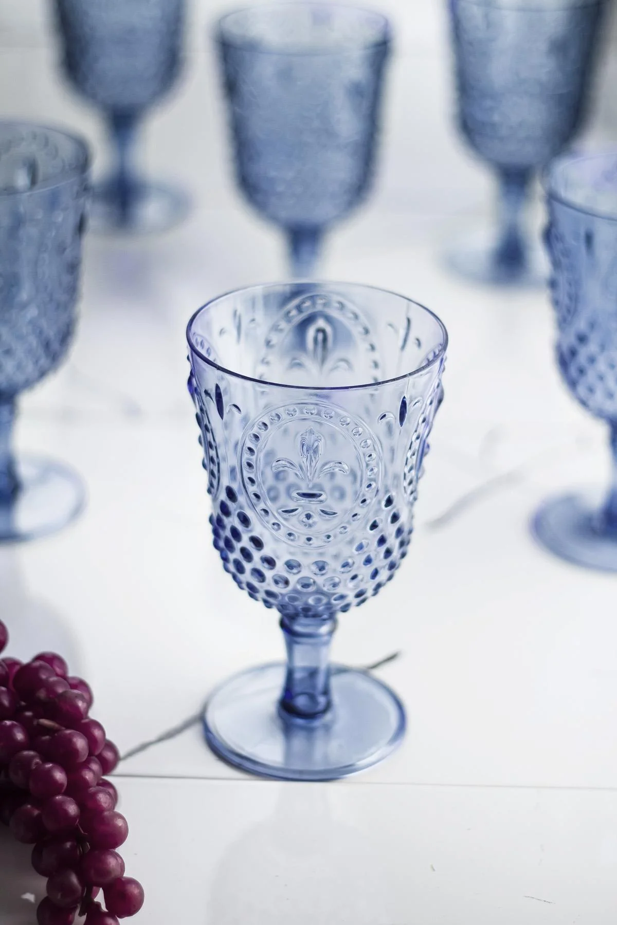 Akrilik Lacivert Tekli Kadeh & Su Meşrubat Kahve Yanı Bardağı 450 ml ( Cam Değildir )