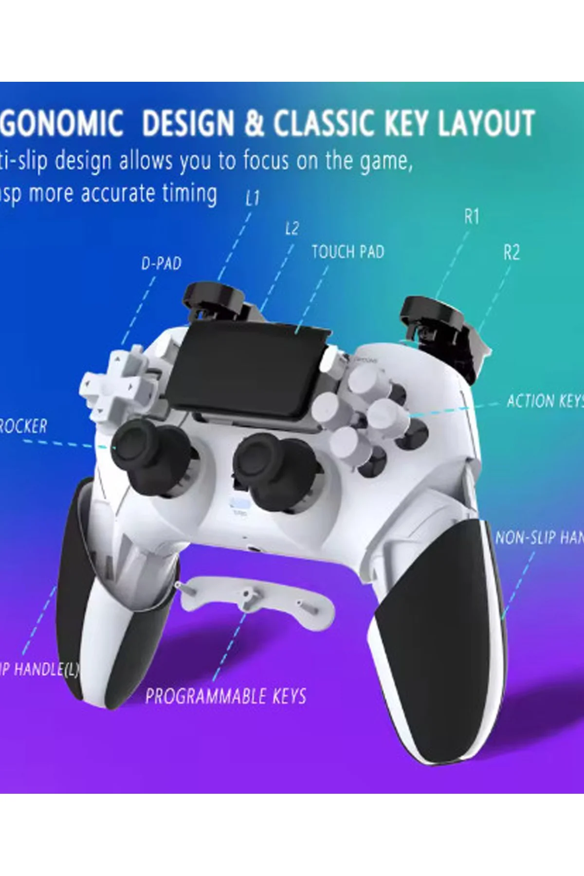 P4 Plus Bluetooth Titreşimli Ps4/ps5 Uyumlu Pc Telefon Joystick Kablosuz Oyun Kolu siyah görsel 4