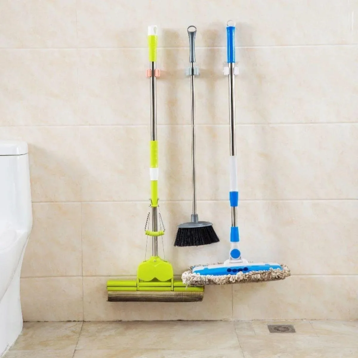 Tekli Duvara Yapışkanlı Mop Tutucu Aparat Sopa Askısı görsel 2