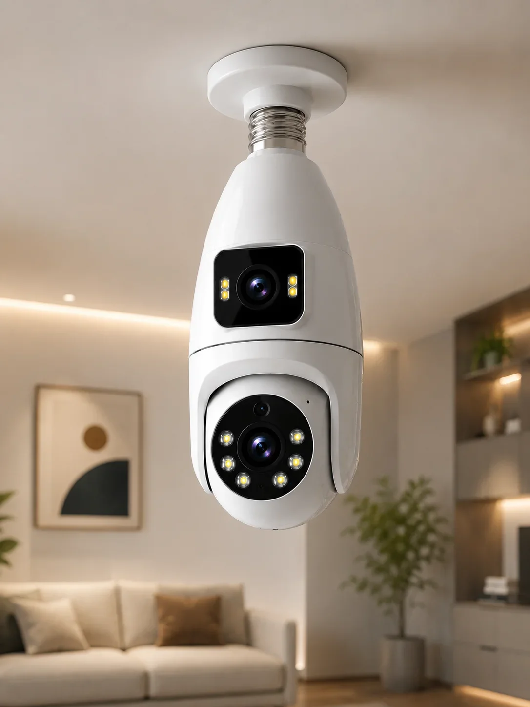 Çift Lens Wi-Fi Ampul Kamera ve Mobil Kontrol Yüksek Çözünürlüklü görsel 2