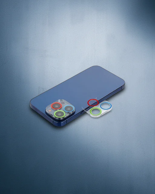 Apple İphone 13 Pro Renkli Kamera Lens Koruma Cam - Mavi-yeşil
