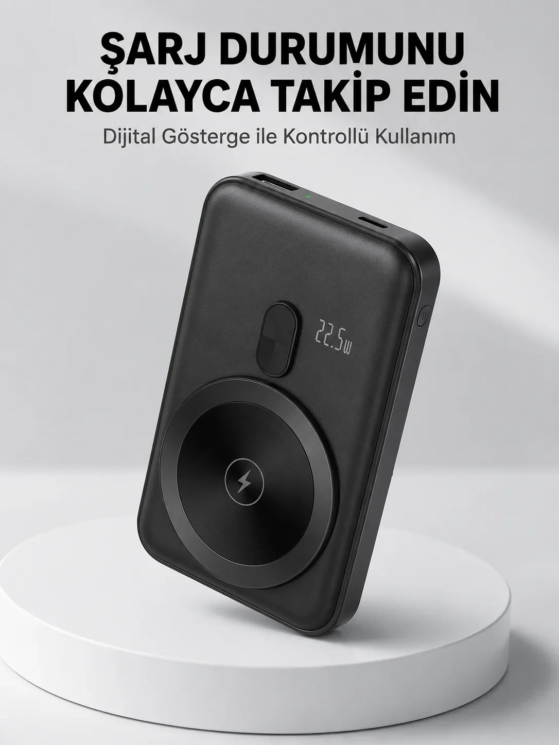 LCD Ekranlı Kablosuz Powerbank Type C ve USB Çıkışlı Yeni Nesil