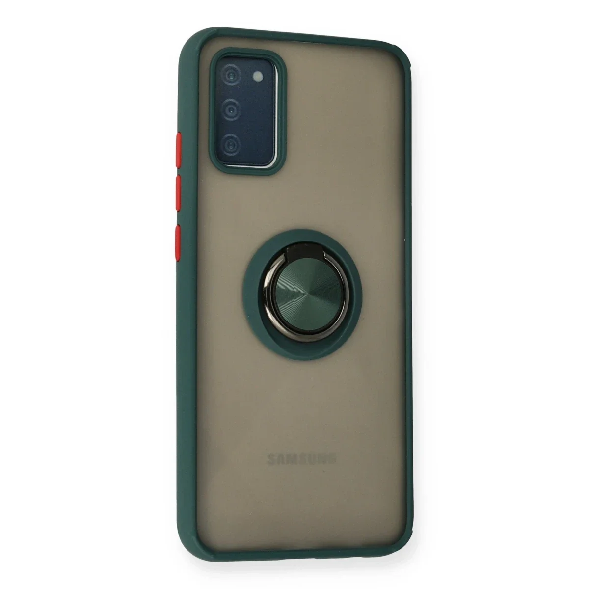 Samsung Galaxy A02S Kılıf Montreal Yüzüklü Silikon Kapak - Yeşil görsel 2