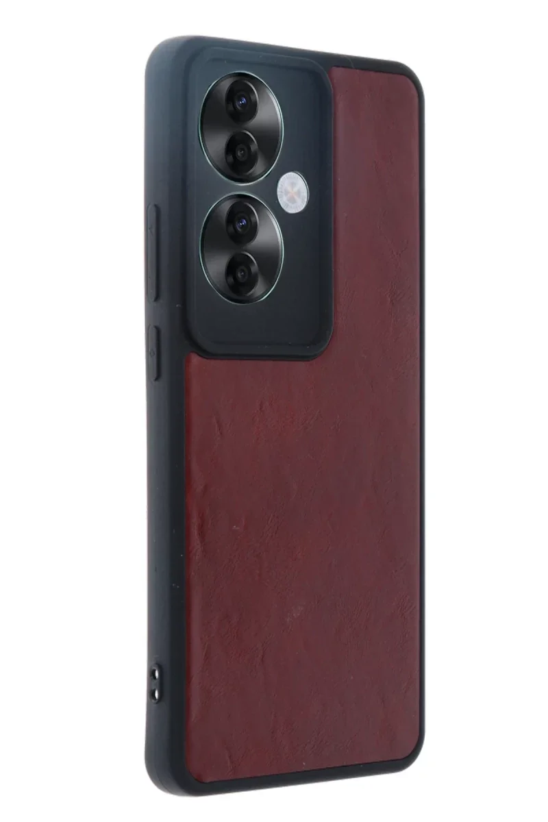 Oppo Reno 11F Kılıf Aras Deri Kapak - Bordo görsel 2