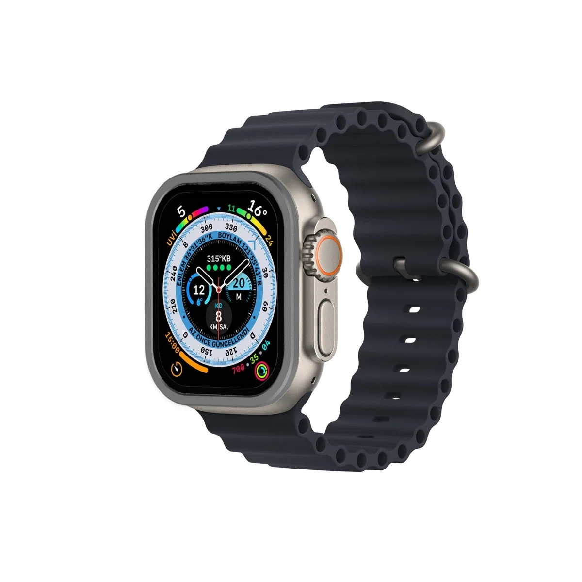 Apple Watch Ultra 49mm Alünyum Kasa Cam Ekran Koruyucu - Gri görsel 2