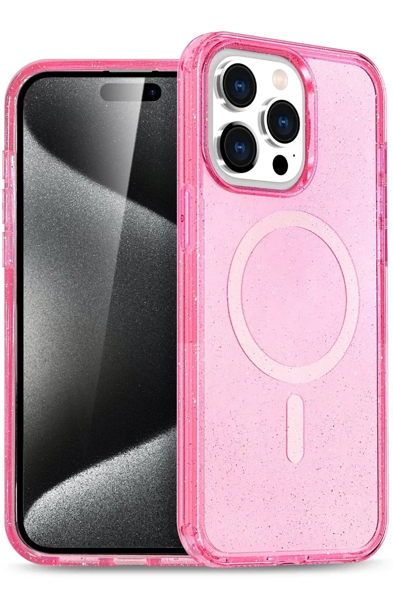 Apple iPhone 15 Pro Kılıf Star Magsafe Kapak - Pembe