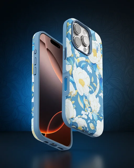 Onegif Apple İphone 16 Pro Max Flower Series Magsafe Kapak - Mavi