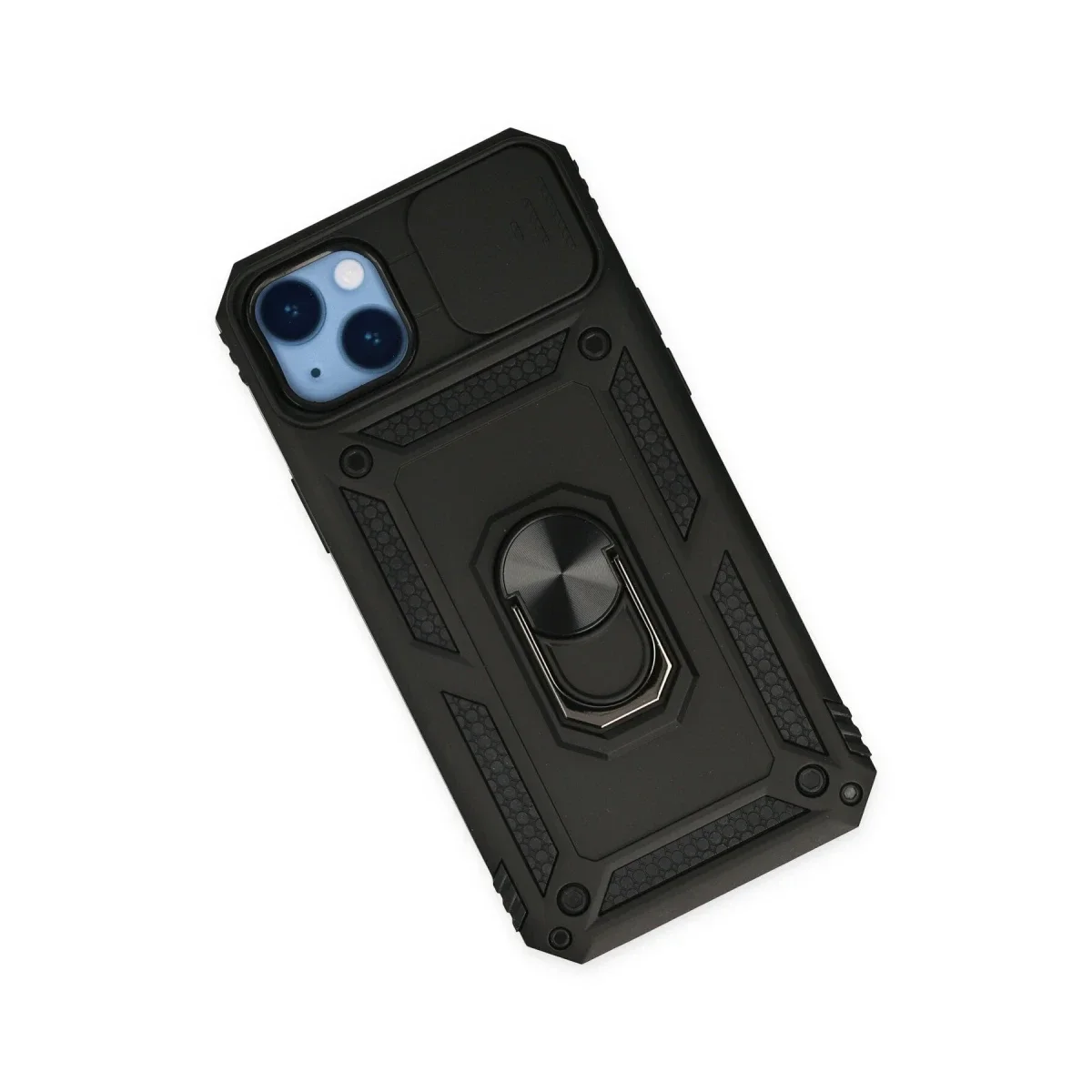 Apple iPhone 14 Plus Kılıf Pars Lens Yüzüklü Silikon - Siyah görsel 3