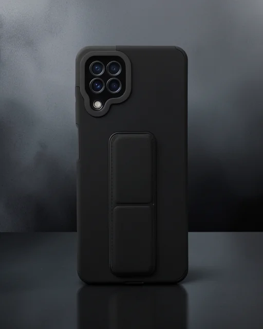 Samsung Galaxy A22 Kılıf Mega Standlı Silikon - Siyah