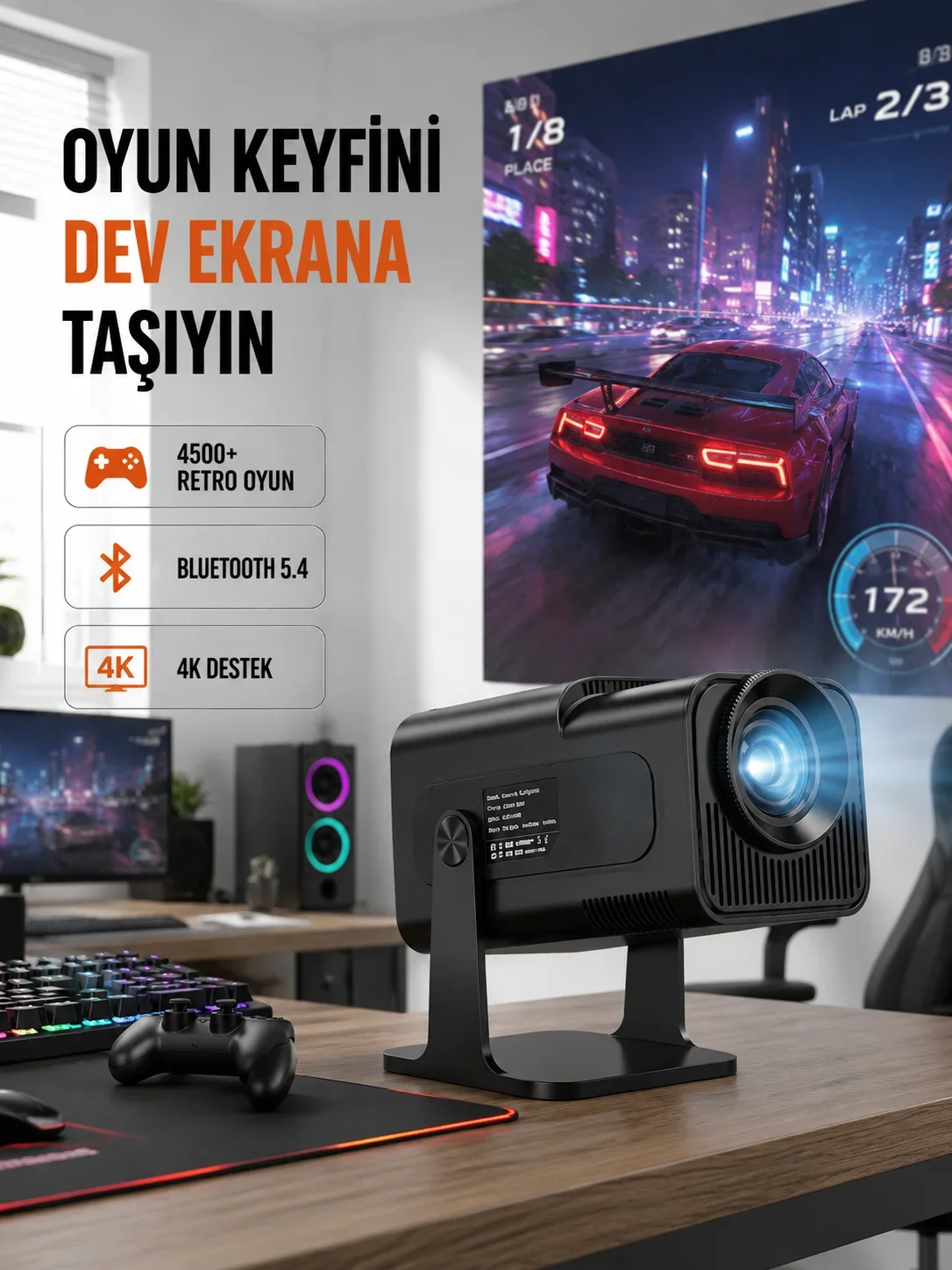 HCS350pro Android 11 İşletim Sistemli ni Projektör Yeni Nesil