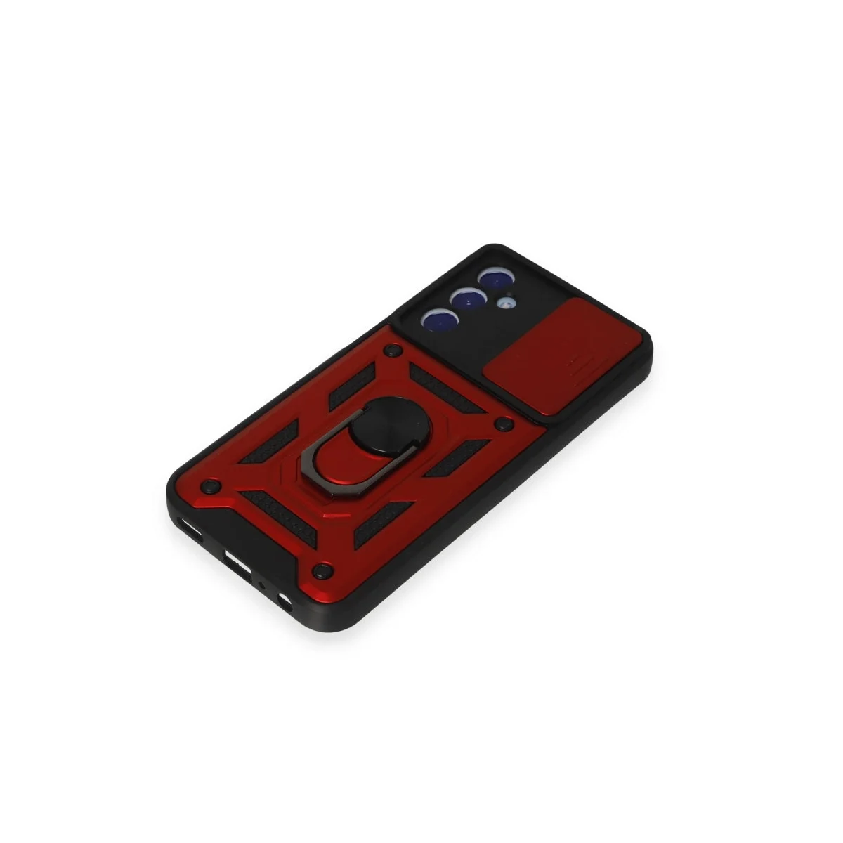 Samsung Galaxy M34 5g Kılıf Pars Lens Yüzüklü Silikon - Kırmızı görsel 5