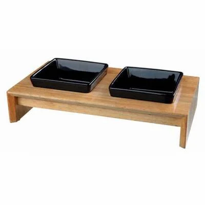 İkili Seramik Kedi Köpek Mama Su Kabı 2x0,4 Lt 36x19x7 Cm