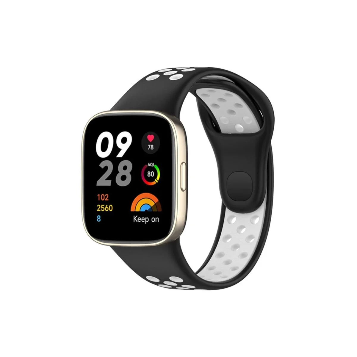 Xiao Red Watch 3 Spor Delikli Kordon - Siyah-Beyaz görsel 3