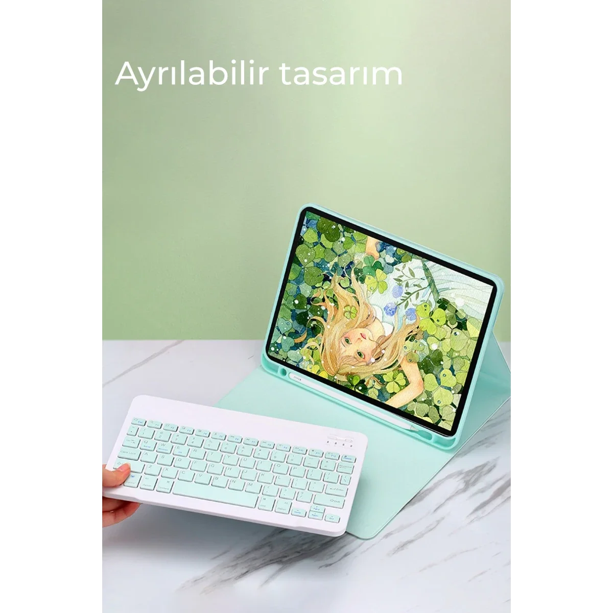 Apple iPad Air 11 (2024) Kılıf KC01 Smart Klavyeli Tablet Kılıfı - Lacivert görsel 3