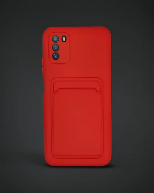 Xiaomi Pocophone M3 Kılıf Kelvin Kartvizitli Silikon - Kırmızı
