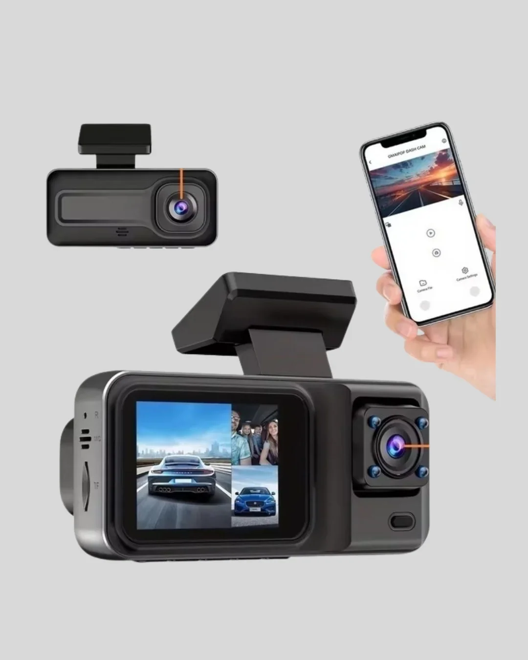 Park Modlu 3 Kameralı Araç Kayıt Cihazı 1080P Ön Kamera 2’’ Ekran görsel 2