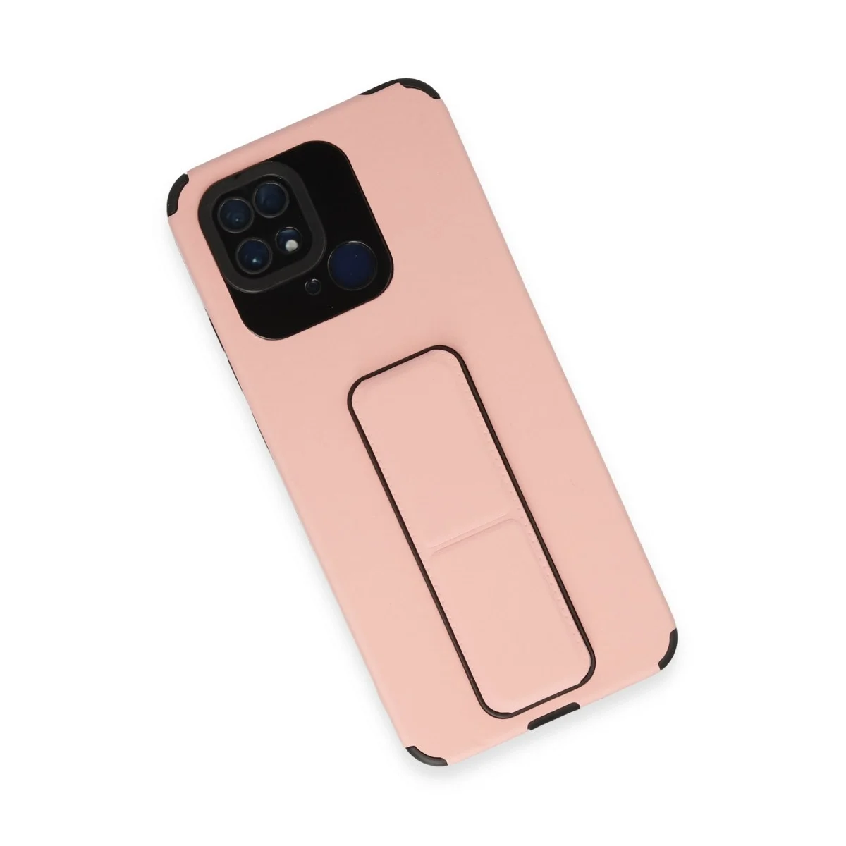 Xiaomi Redmi 10c Kılıf Mega Standlı Silikon - Pudra görsel 3