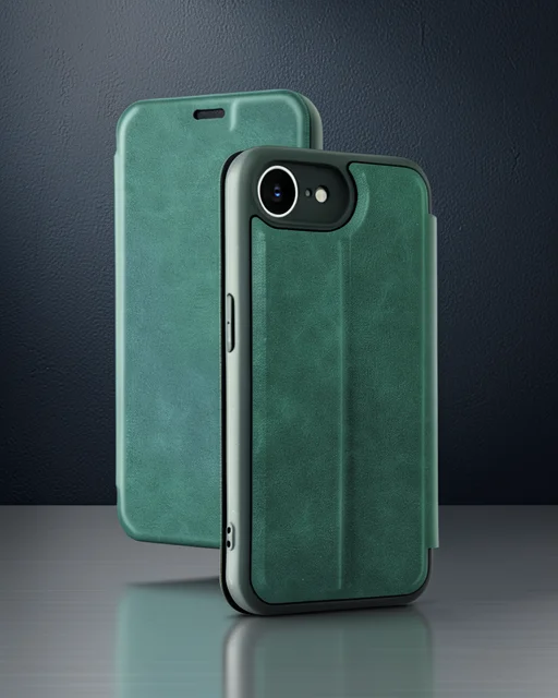 Apple İphone 16e Kılıf Flip Cover - Koyu Yeşil