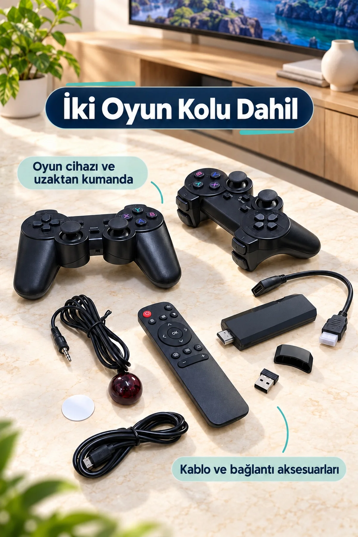 HDMI Uzatma Kablolu Çift Kollu Oyun Seti