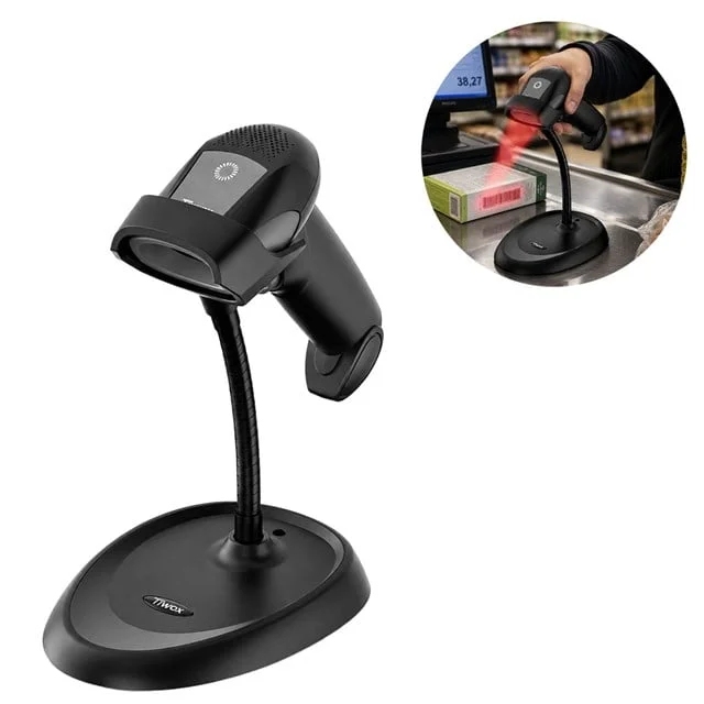 Tiwox VS-333 1D Lazer Kablolu USB Barkod Okuyucu + Stand görsel 3