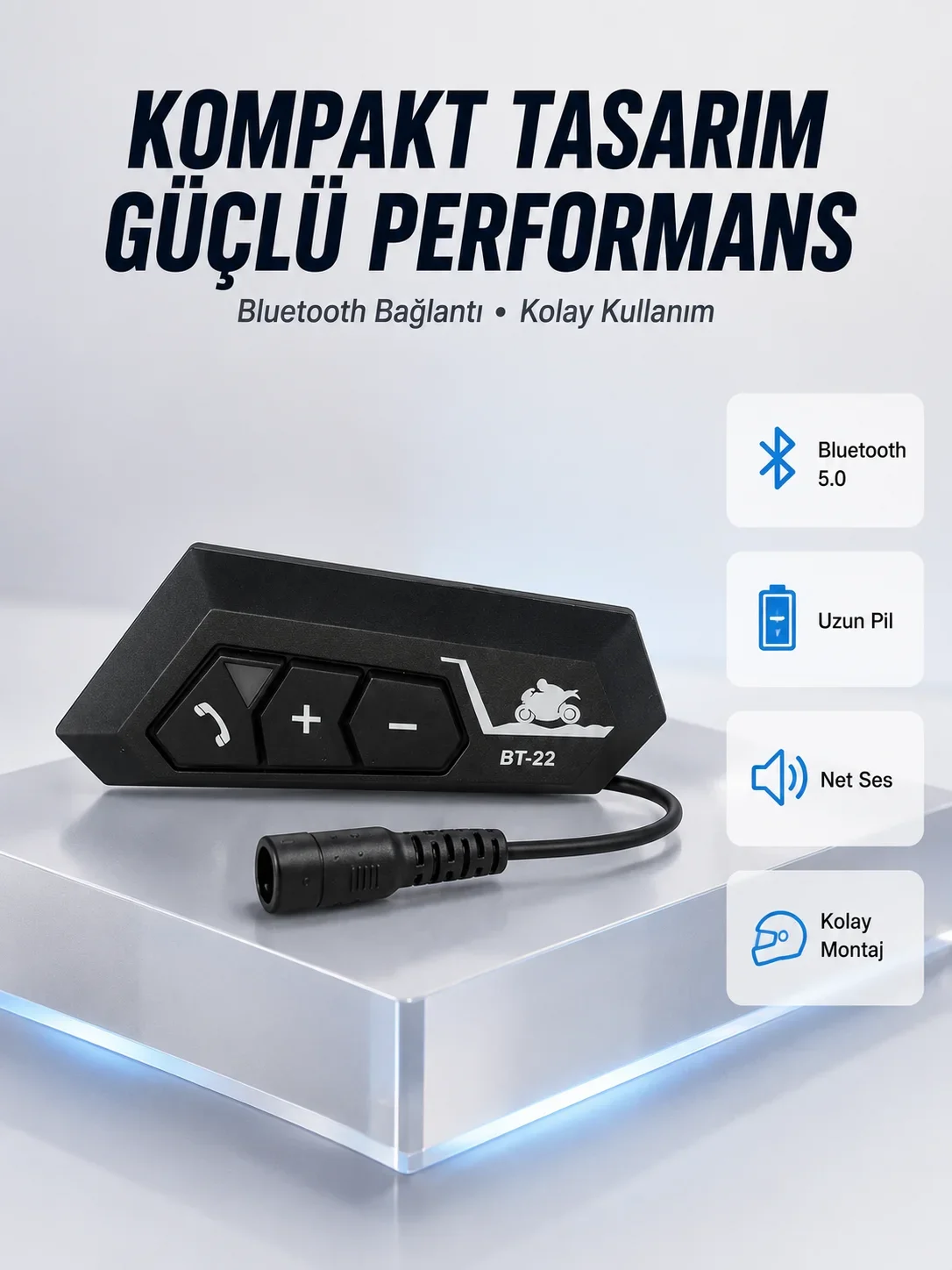 BT22 Motosiklet Kask İçi Bluetooth Kulaklık İnterkom Destekli Yeni Nesil