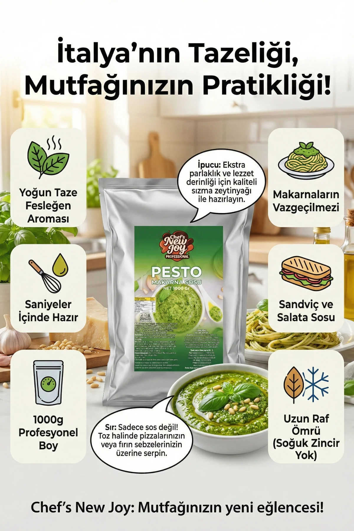 Pesto Makarna Sosu Toz 1000 gr görsel 3
