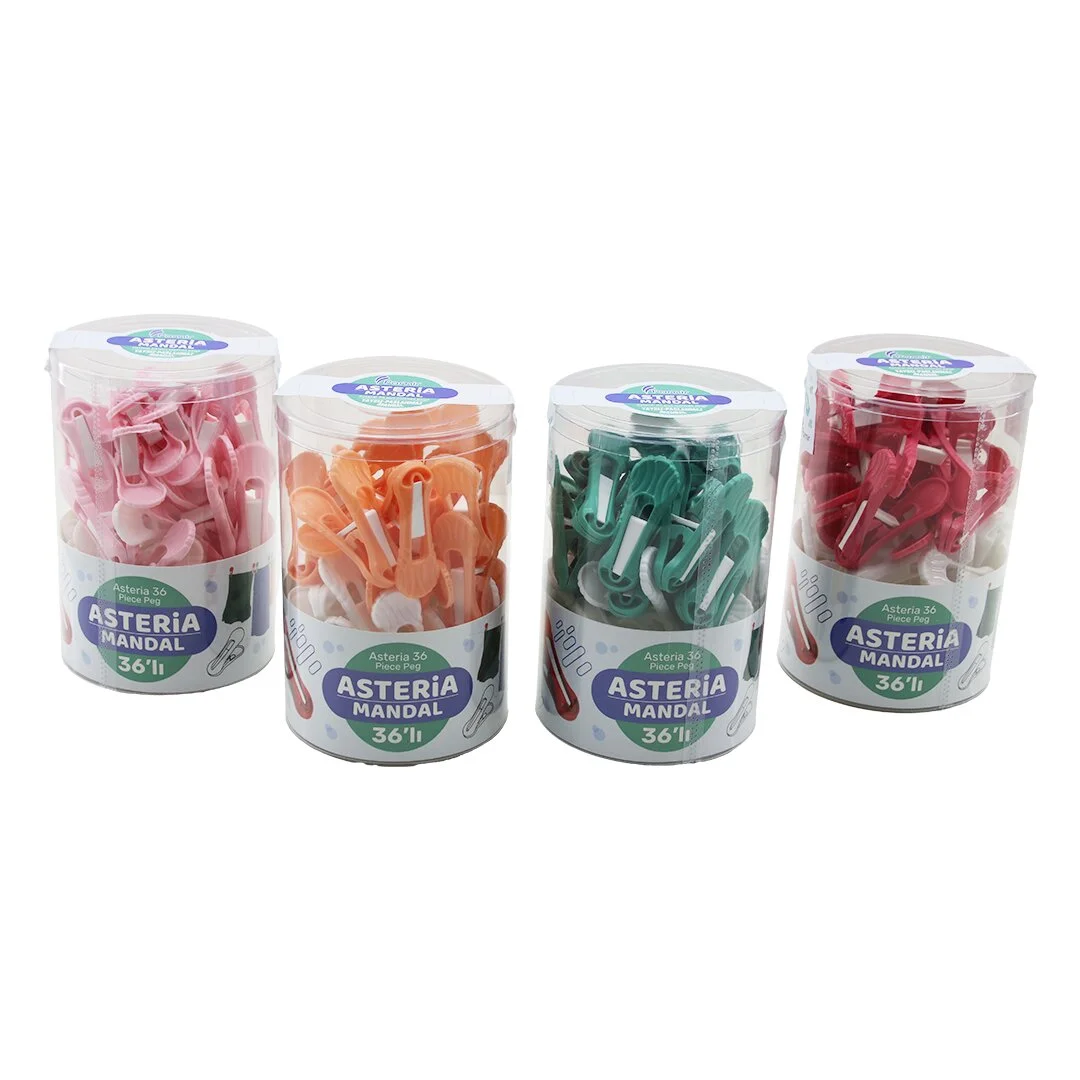 36PCS Yaysız Plastik Renkli Mandal Kutulu