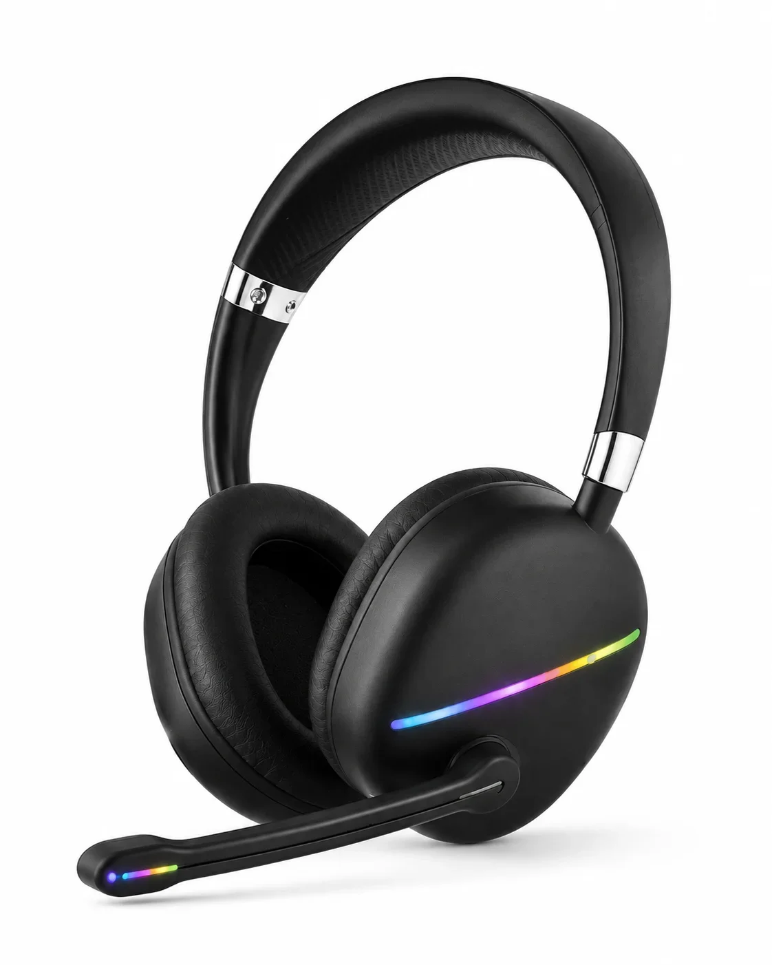 krofonlu Bluetooth Kulak Üstü Kulaklık RGB Aydınlatmalı Type-C Şarjlı