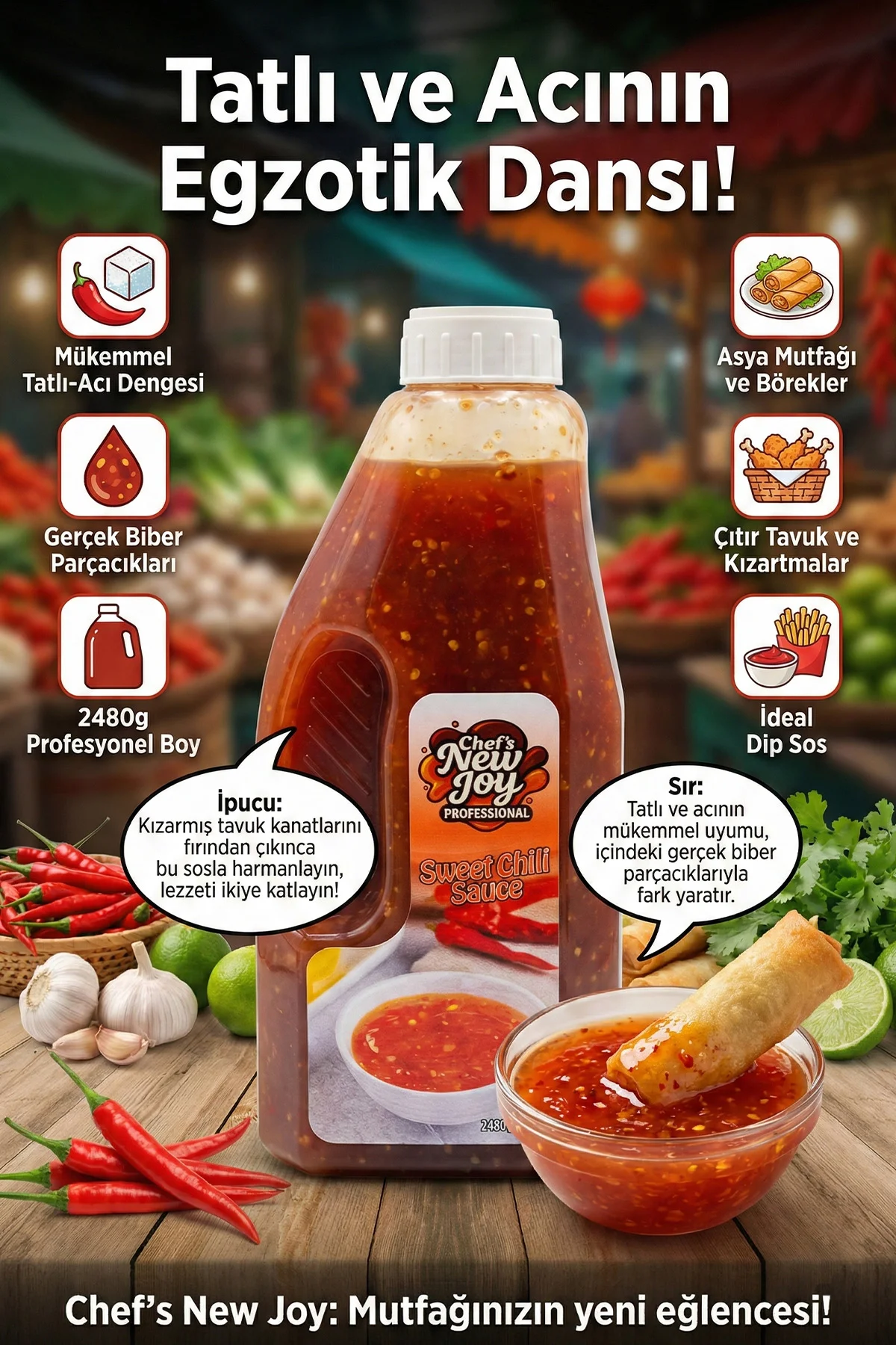 Sweet Chili Sosu 2480 G x 6 Adet - 1 Koli (Koli Bazlı Avantaj Paketi) görsel 4