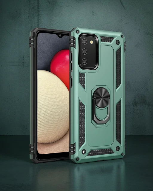 Samsung Galaxy A02s Kılıf Sofya Yüzüklü Silikon Kapak - Yeşil