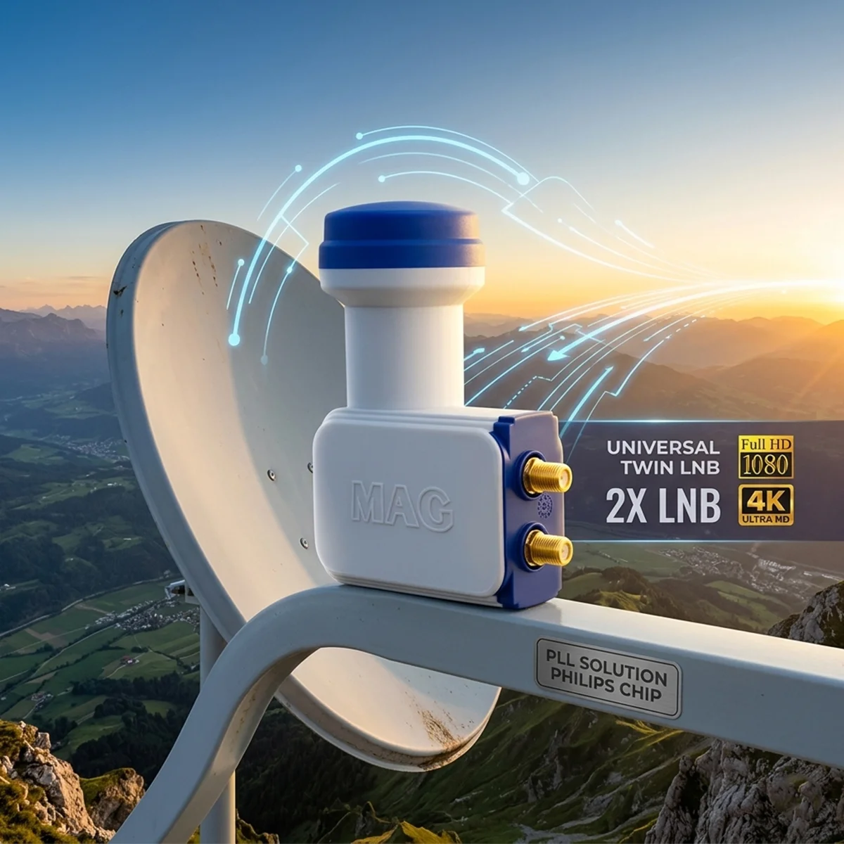 Universal Twin LNB 0.1 dB Full HD 3D görsel 3