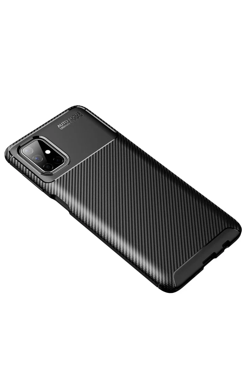 Samsung Galaxy M51 Kılıf Auto Focus Karbon Kapak - Siyah görsel 2