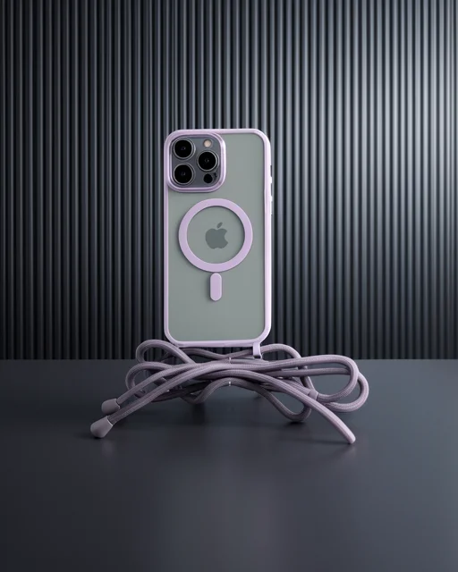 Apple İphone 13 Pro Kılıf Divo Lazer Askılı Magsafe Kapak - Lila