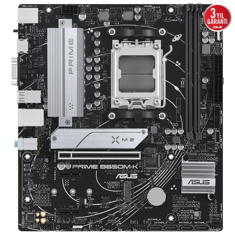 Prıme B650M-K DDR5 6400MHZ 1XVGA 1XHDMI 2XM.2 Usb 3.2 Matx AM5 ( AM5 9000/8000/7000 Serileri İle Uyumlu) görsel 2