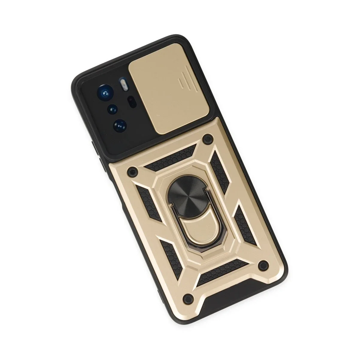Xiaomi Poco X3 GT Kılıf Pars Lens Yüzüklü Silikon - Gold görsel 3