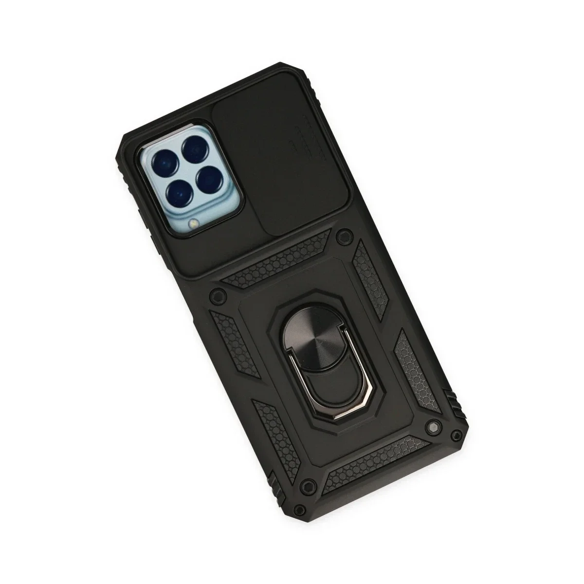 Samsung Galaxy M33 Kılıf Pars Lens Yüzüklü Silikon - Siyah görsel 3