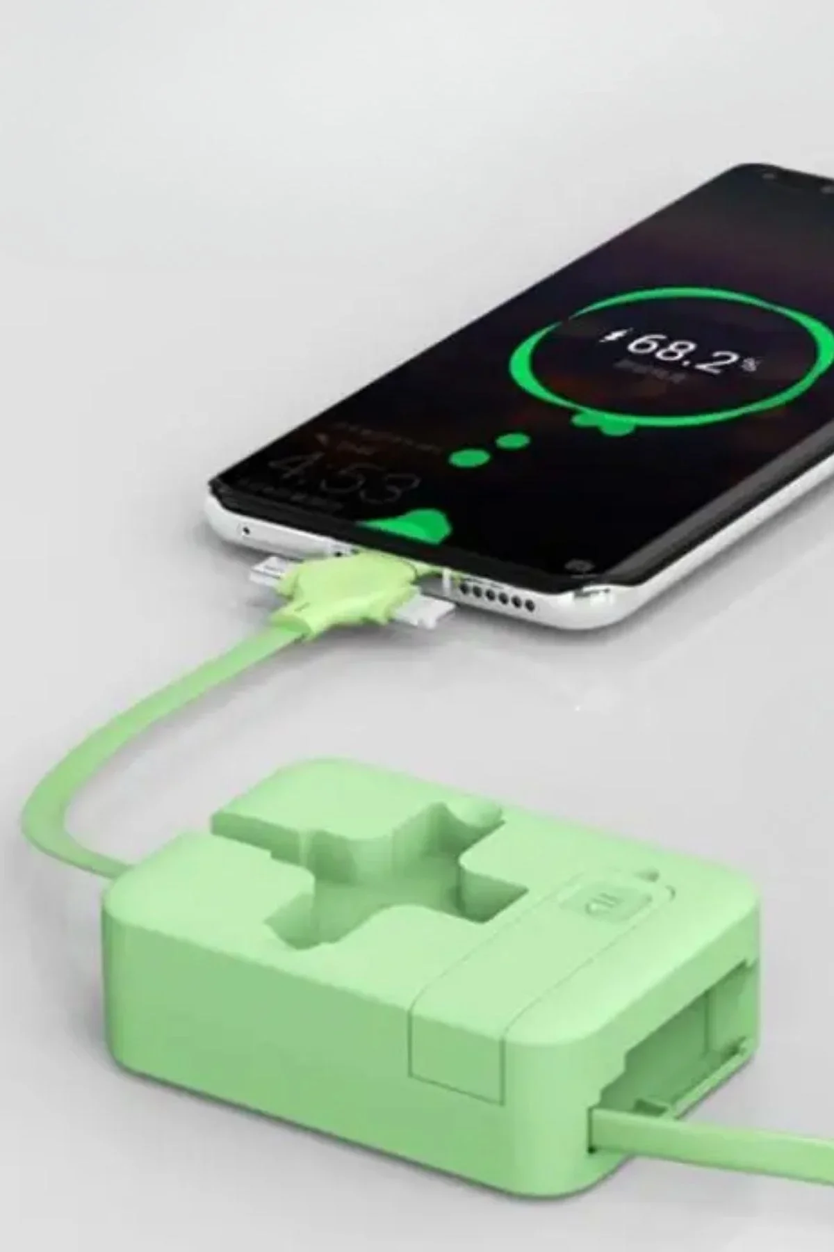 Cep Tipi Telefon Tutuculu Makaralı Uzayıp Kısalabilen 3'ü 1 Arada USB Şarj Kablosu görsel 7