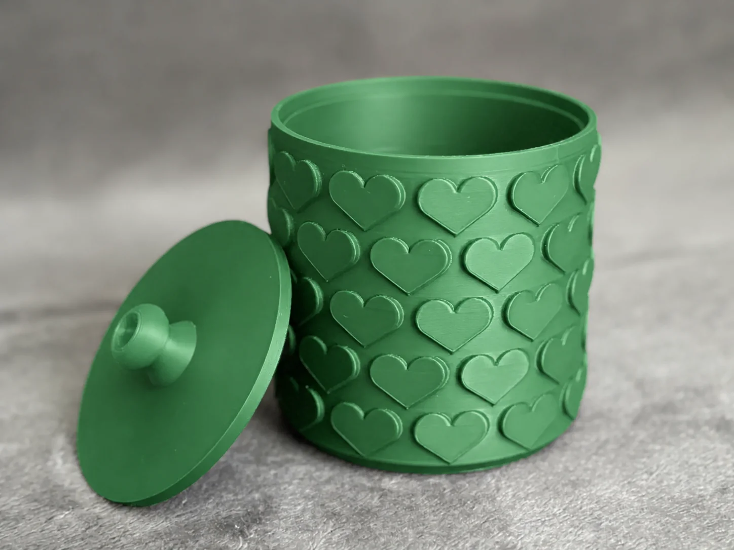 3D Baskı Kalp Desenli Kapaklı Saklama Kutusu - İki Renkli Organizer - Yeşil