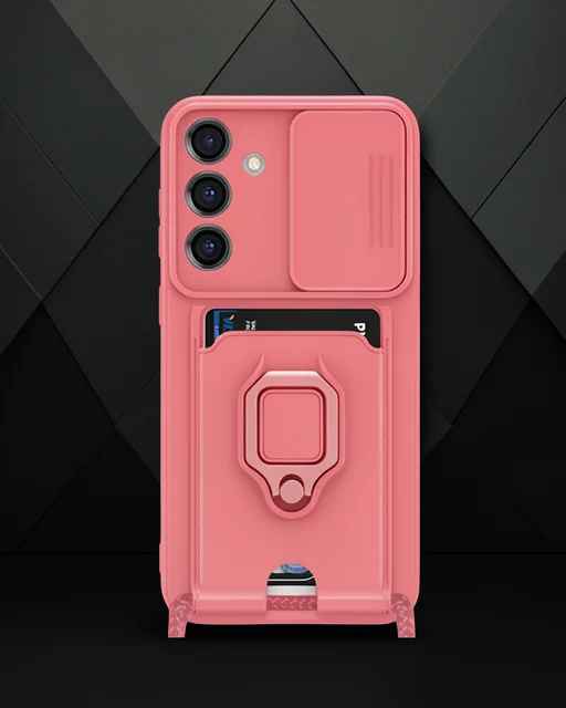 Samsung Galaxy S25 Plus Kılıf Zuma Kartvizitli Yüzüklü Silikon - Pembe