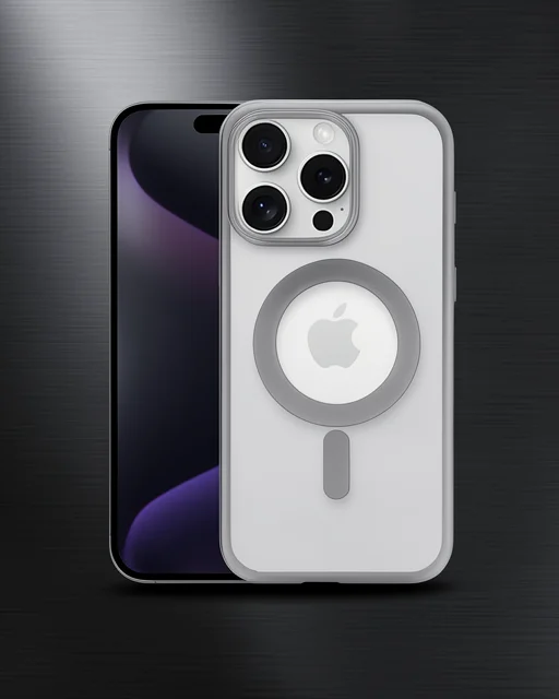 Apple İphone 15 Pro Max Kılıf Erozi Magsafe Kapak - Gümüş