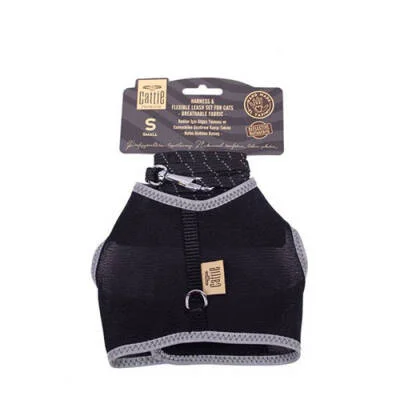 Havalı Dokuma Kedi Göğüs ve Gezdirme Tasması Small Siyah 1x20-30 Cm