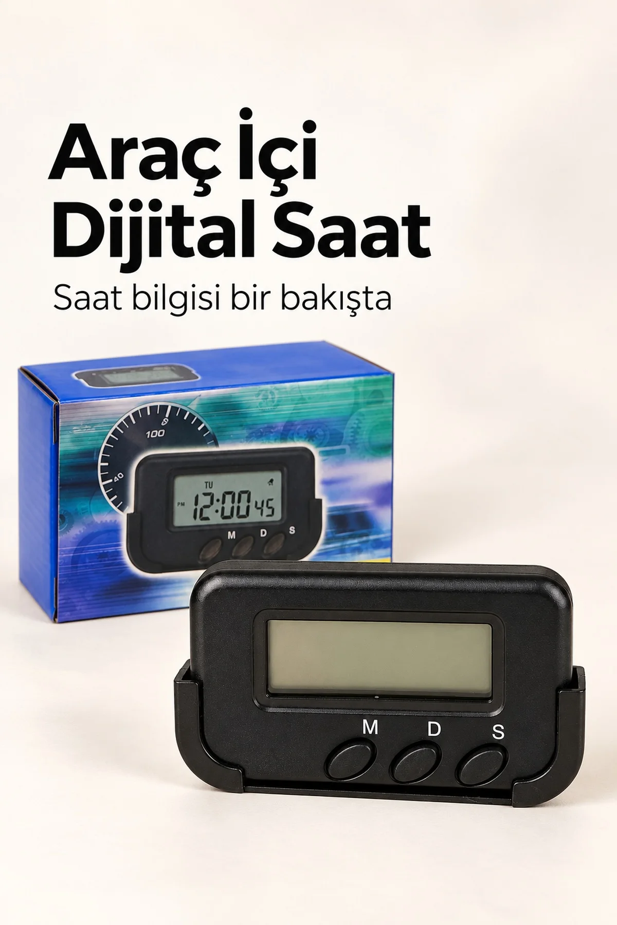 Dijital Ekranlı Araba Saati Alarm ve Süre Takibi görsel 4