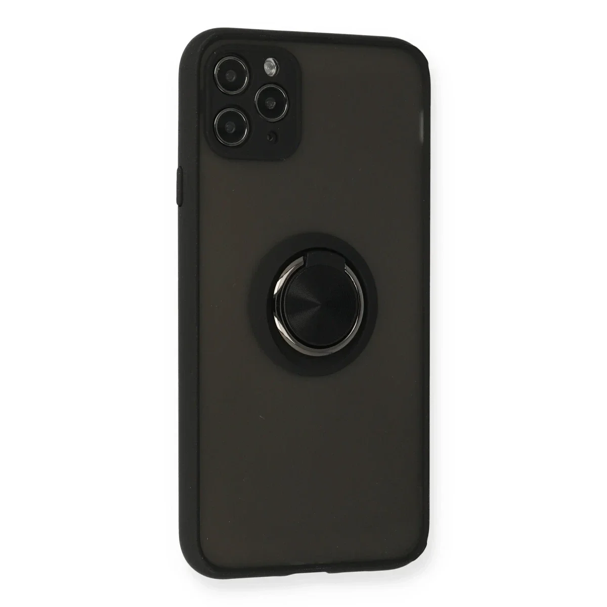 Apple iPhone 11 Pro Kılıf Montreal Yüzüklü Silikon Kapak - Siyah görsel 2
