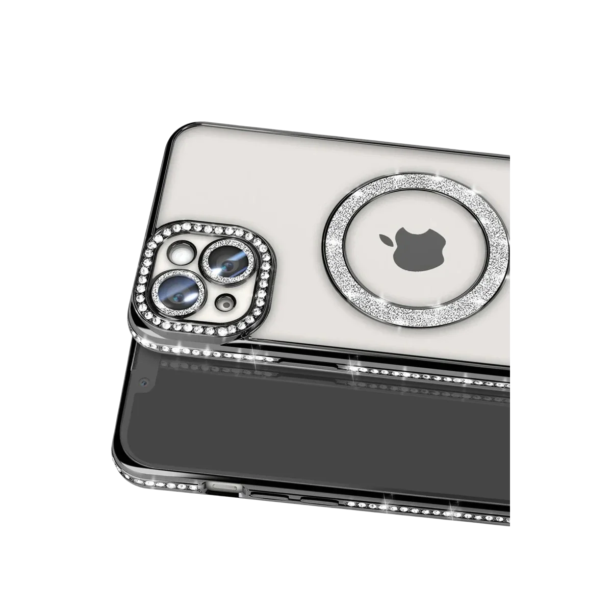 Apple iPhone 14 Kılıf Joke Simli Magneticsafe Kılıf - Siyah görsel 2