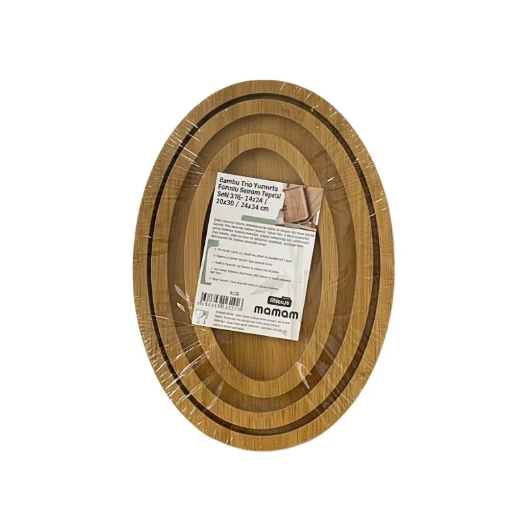 Bambu Oval 3'li Sunum Tepsisi