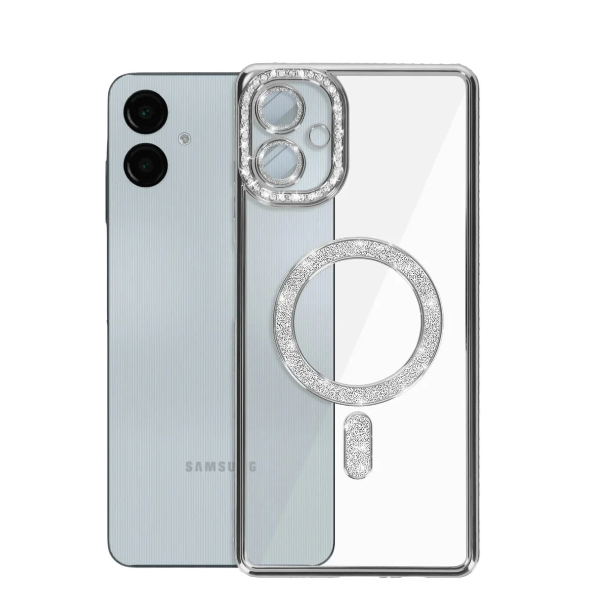 Samsung Galaxy A06 Joke Simli Magneticsafe Kılıf - Gümüş görsel 6