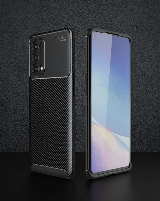 Oppo Reno 5 Pro Kılıf Auto Focus Karbon Kapak - Siyah